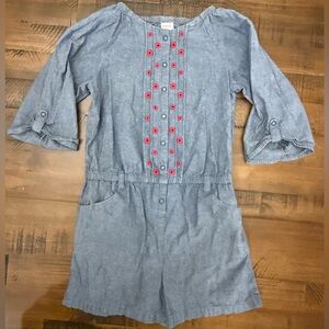 Gymboree Poppy Floral Dressy Girls Chambray Romper Size 9